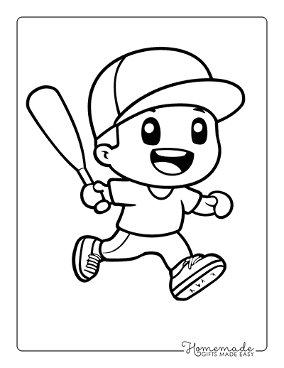 Sports Coloring Pages Cute Baseball Batter