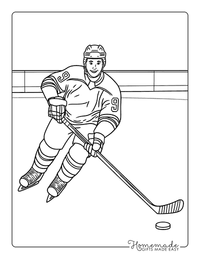 Sports Coloring Pages Hockey Player Skating Along Ice