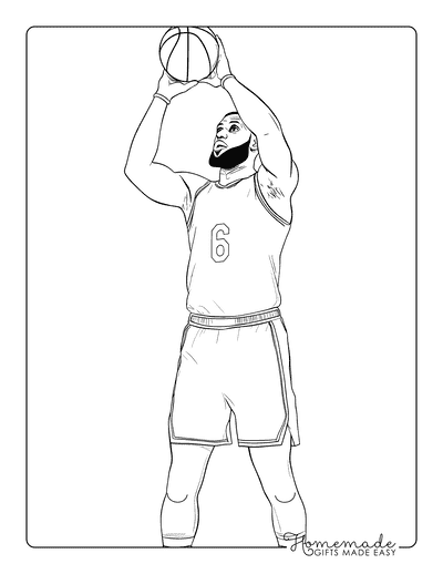 Sports Coloring Pages Lebron James Free Throw