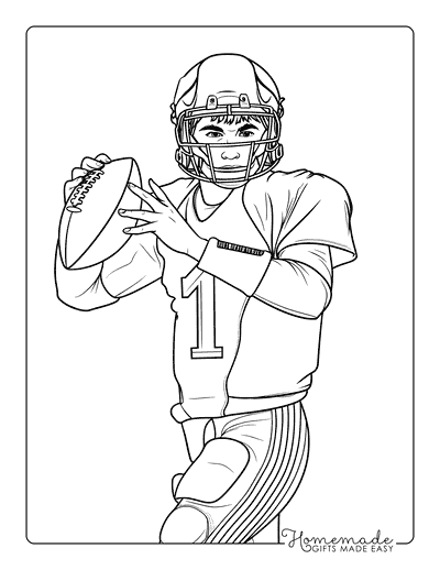 Sports Coloring Pages Quarterback Throwing Football