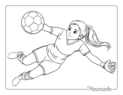 Sports Coloring Pages Simple Soccer Goalie Diving for Ball