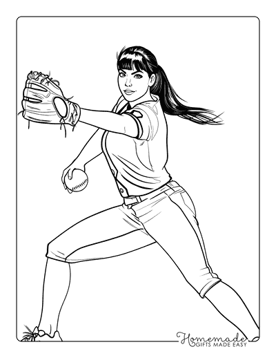 Sports Coloring Pages Softball Pitcher