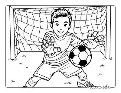 Sports Coloring Pages Young Boy Soccer Goalie