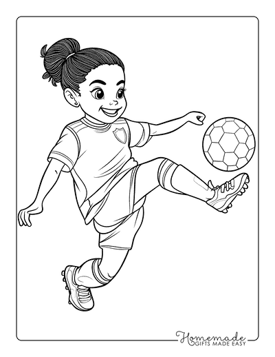 Sports Coloring Pages Young Girl Kicking Soccer Ball