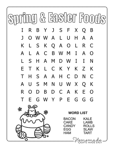 Spring Word Search Easter Food Easy