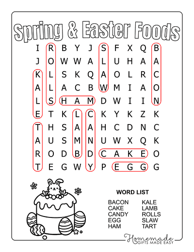 Spring Word Search Easter Food Easy Solutions