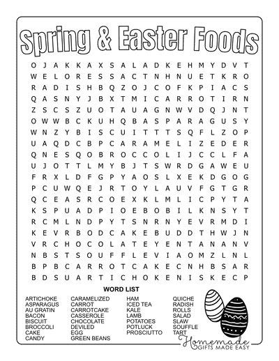 Spring Word Search Easter Food Hard