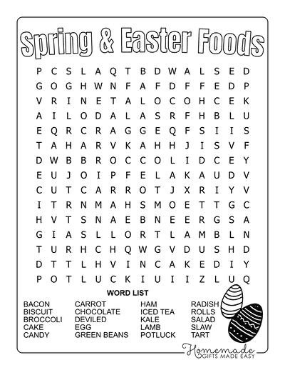 Spring Word Search Easter Food Medium