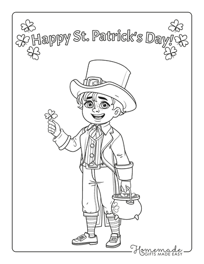 St Patricks Day Coloring Pages Boy Leprechaun