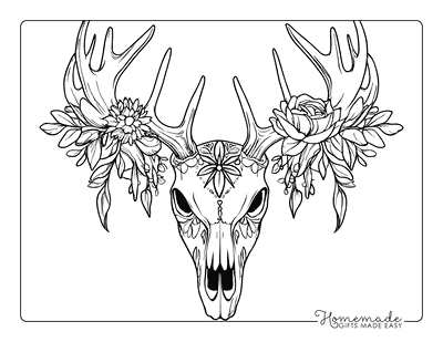 Sugar Skull Coloring Pages Decorated Deer Skull