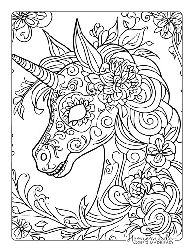 Sugar Skull Coloring Pages Sugar Skull Unicorn