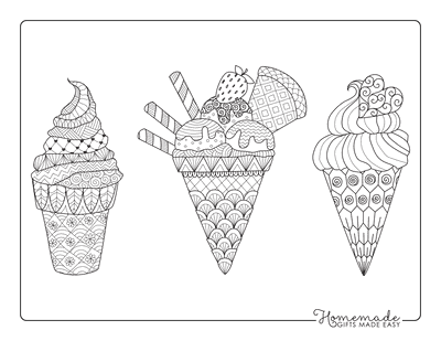 Summer Coloring Pages Intricate Icecreams for Adults