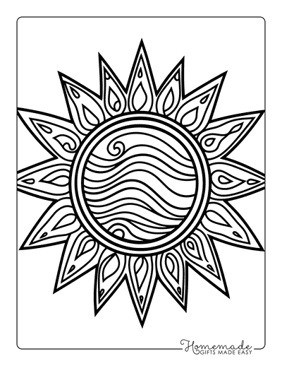 Sun Coloring Pages Easy Relaxing Sun Zentangle