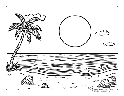 Sun Coloring Pages Easy Sunset Over Ocean