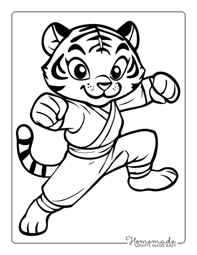 Tiger Coloring Pages Cute Tiger Kung Fu Warrior