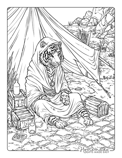 Tiger Coloring Pages Realistic Tiger Traveling Merchant