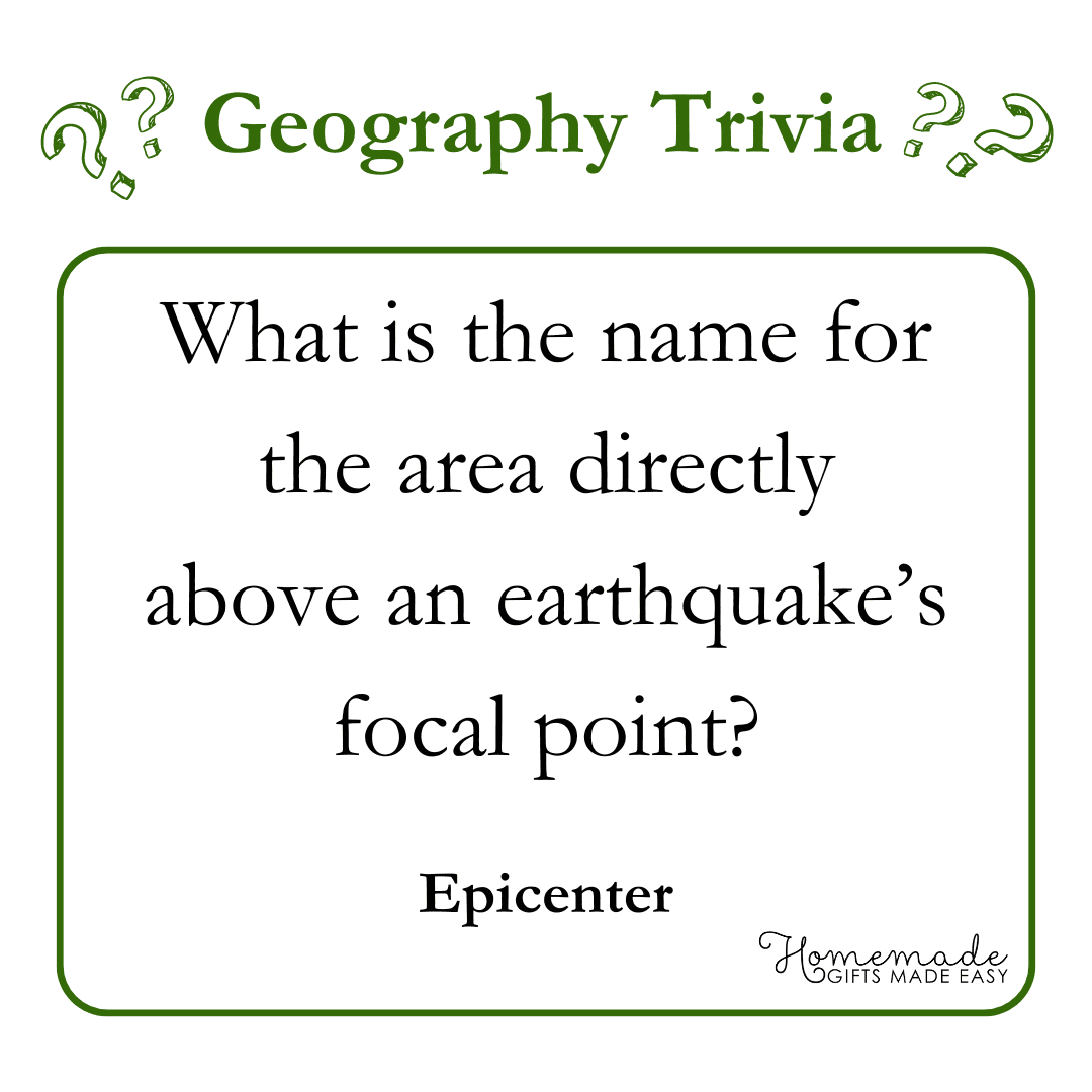 Trivia Questions - What is the name for the area directly above an earthquake's focal point?