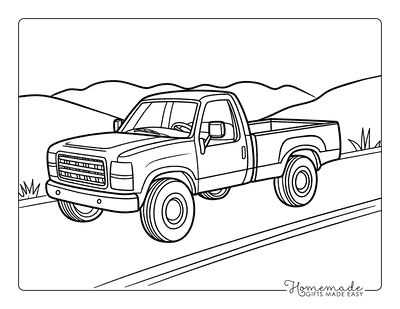 Truck Coloring Pages Easy Simple Pickup Truck