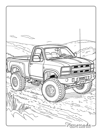 Truck Coloring Pages Lifted Pickup Truck