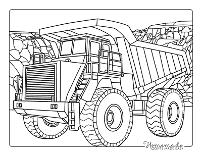 Truck Coloring Pages Mining Hauler in Quarry