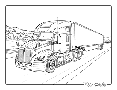 Truck Coloring Pages Realistic Semi Truck