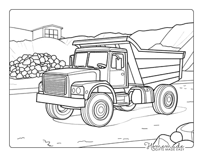 Truck Coloring Pages Simple Dump Truck in Quarry