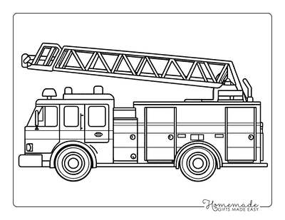 Truck Coloring Pages Simple Fire Truck Extended Ladder