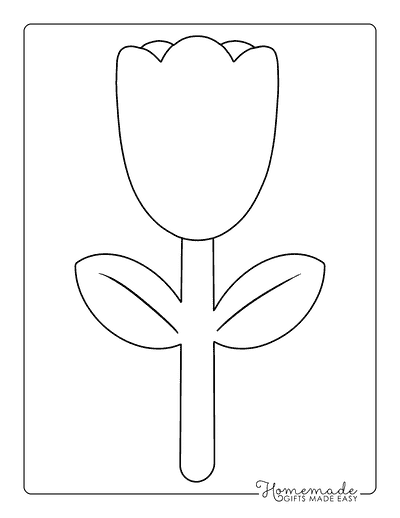 Tulip Coloring Pages Simple Round Tulip Outline for Kids