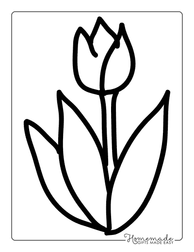 Tulip Coloring Pages Simple Tulip Outline Drawing for Kids