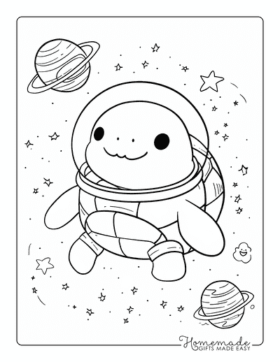 Turtle Coloring Pages Cute Space Turtle