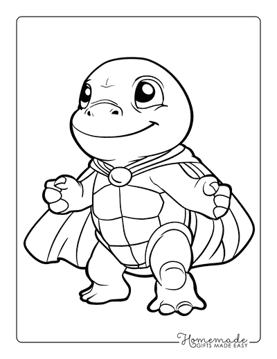 Turtle Coloring Pages Superhero Turtle