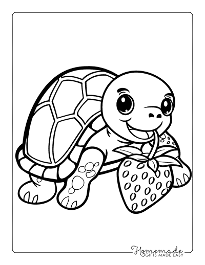 Turtle Coloring Pages Turtle and Strawberry