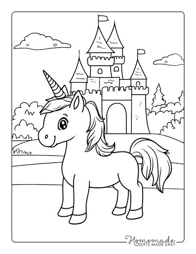 Unicorn Coloring Pages Baby Unicorn Castle