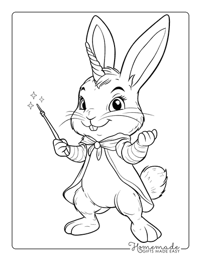 Unicorn Coloring Pages Bunny Unicorn Magician