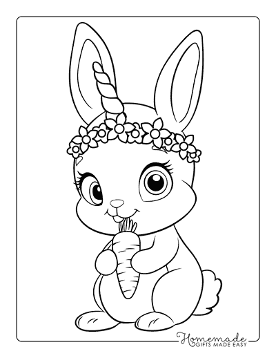 Unicorn Coloring Pages Bunny Unicorn With Carrot