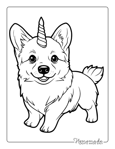 Unicorn Coloring Pages Corgi Puppy Unicorn