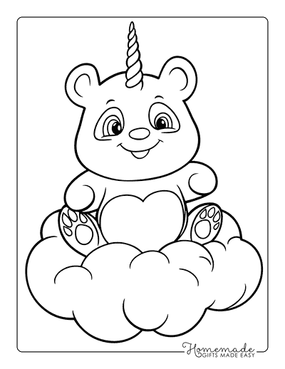 Unicorn Coloring Pages Panda Unicorn on Cloud