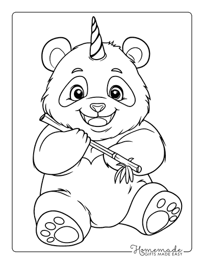 Unicorn Coloring Pages Panda Unicorn With Bamboo