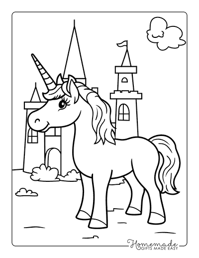 Unicorn Coloring Pages Unicorn Castle for Preschoolers