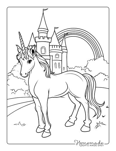 Unicorn Coloring Pages Unicorn Rainbow Castle