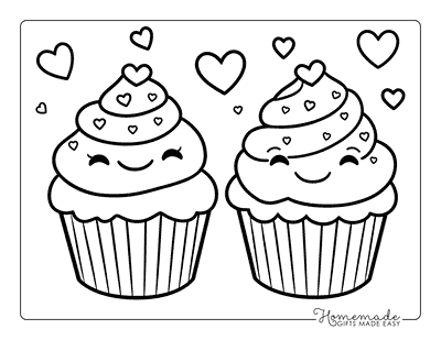 Valentines Day Coloring Pages Cute Cupcakes Heart Sprinkles