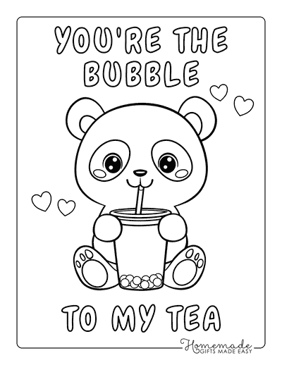 Valentines Day Coloring Pages Cute Panda Bubble to My Tea