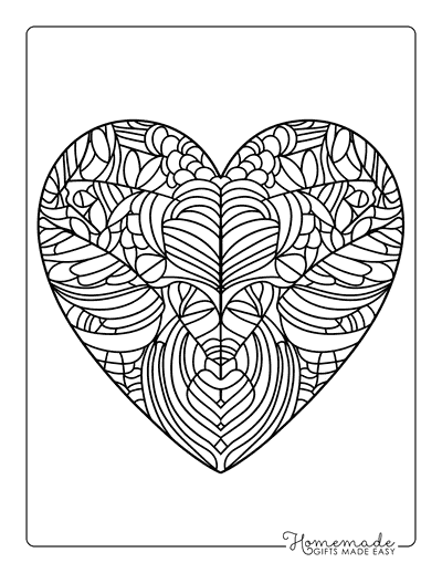 Valentines Day Coloring Pages Heart Zentangle for Adults