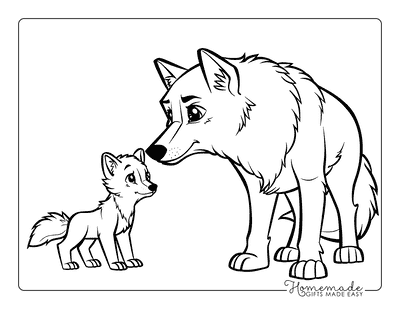 Wolf Coloring Pages Cute Easy Wolf Pup and Wolf