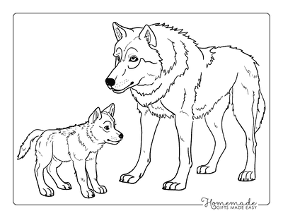 Wolf Coloring Pages Cute Realistic Easy Wolf Pup and Wolf