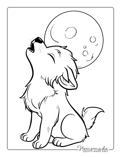 Wolf Coloring Pages Cute Wolf Pup Howling at Moon