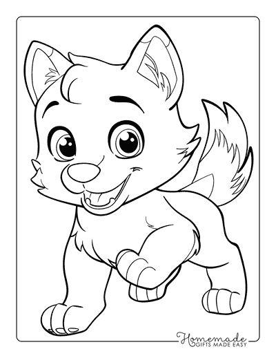 Wolf Coloring Pages Cute Wolf Pup Playfully Posing