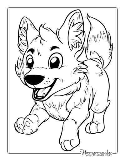 Wolf Coloring Pages Cute Wolf Pup Running