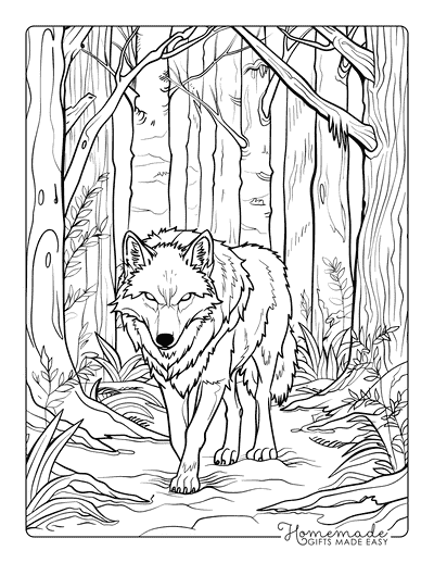 Wolf Coloring Pages Realistic Magic Wolf Prowling