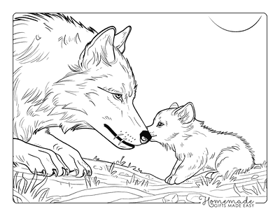 Wolf Coloring Pages Realistic Wolf and Wolf Pup